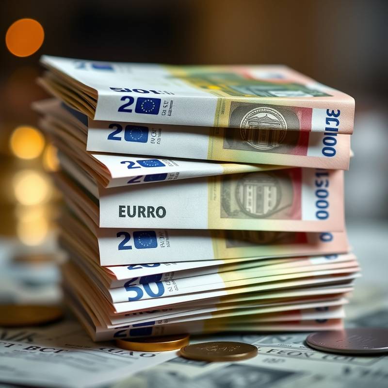 Een stapel eurobiljetten, die de waarde van zanglessen symboliseert.